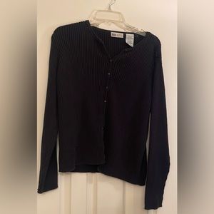 Black Button-Up Cardigan, 100% Cotton